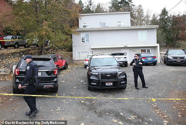 Kohberger allegedly stalked the students in the weeks leading up to the murders.  Pictured is the house where the murders occurred, just over eight miles from where she worked as a doctoral student and teaching assistant.