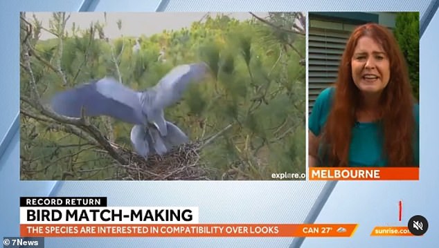 During the family show, Edwina and Mark spoke with bird expert Dr. Grainne Cleary (right) about a breeding program and pairing difficulties in the bird world.  As Dr. Cleary spoke, images of various birds mating began to flash across the screen, causing Edwina and Mark to laugh awkwardly.