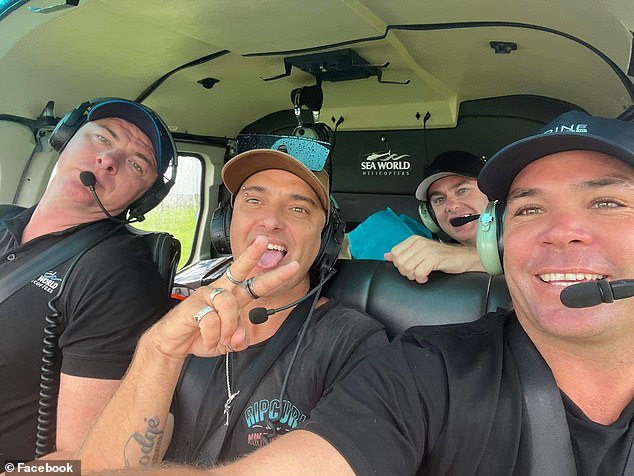 Ritchie Gregg, pictured second left, with Ash Jenkinson, left, and two other companions on their flood rescue trip to Ballina and Korokai in northern New South Wales last year