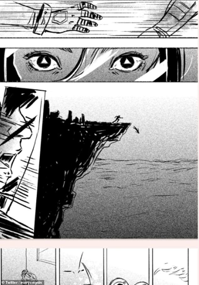 The author shared screenshots of scenes from her graphic novel that she believes were similar to the Netflix show, including a character plummeting to her death.