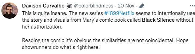 Fans shared Mary's claims on Twitter, saying there are too many similarities between the two works to be coincidental.