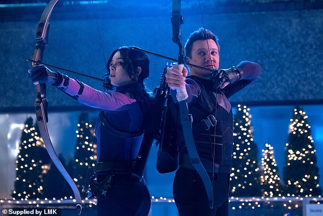 Hailee and Jeremy: Steinfeld played Kate Bishop, a young archer whom Renner's Clint Barton takes under his wing in Marvel's Disney Plus series Hawkeye, which premiered last November.