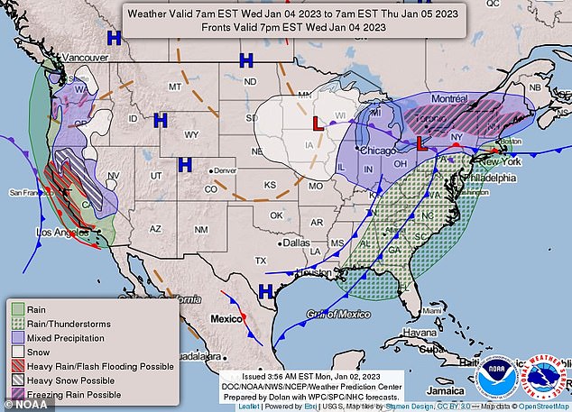 As the storm moves further east, rain and thunderstorms are forecast to hit the coast.