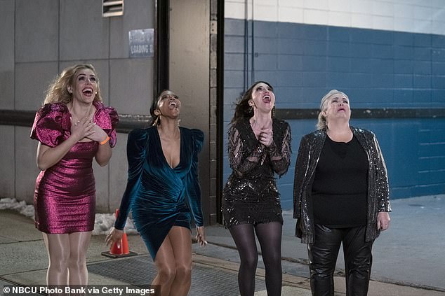 Musical Comedy: Busy currently stars in the streaming musical comedy Girls5eva alongside Sara Bareilles, Paula Pell and Renée Elise Goldsberry, shown in a still from the first season.