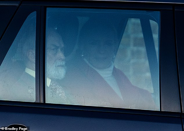 Prince and Princess Michael of Kent sit next to each other as they leave Windsor Castle