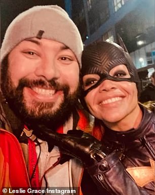 Friendly superhero: The star clearly enjoyed her time on set and became friends with the cast and crew