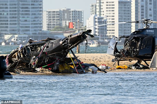 The helicopter that took off is understood to have struck another helicopter above and then plummeted into the sand.