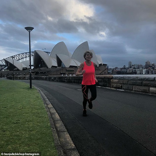 Julie maintains a remarkably active lifestyle, running 4-6 miles every day, regardless of her busy schedule.  Pictured running through the Sydney Opera House in 2019