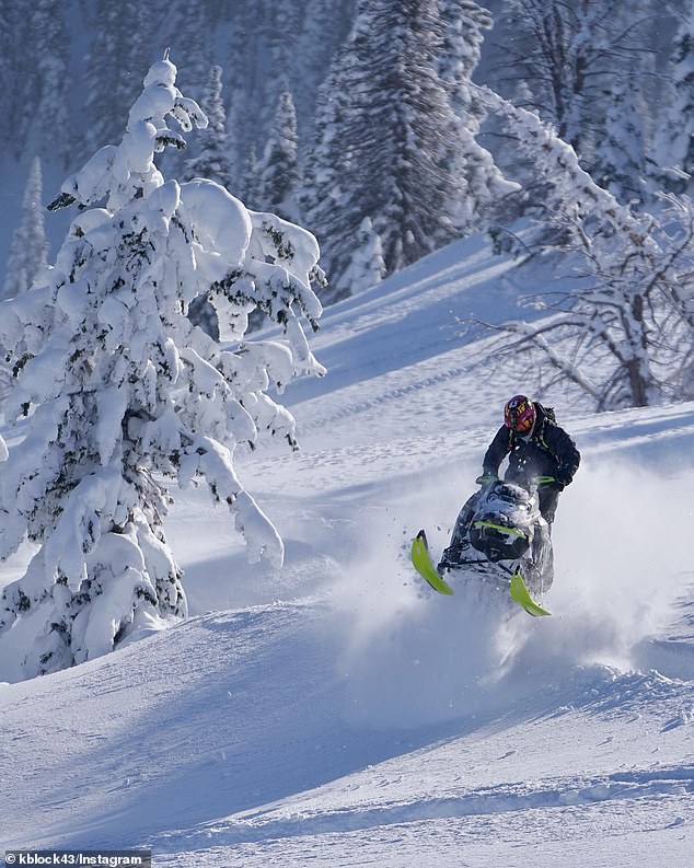 Last week, Block posted photos of himself riding a powerful new Ski-Doo snowmobile.