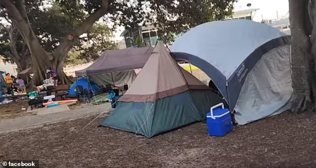 He claimed that up to 100 people had camped out overnight and that someone had gone to the bathroom wearing a baseball cap because nearby facilities had been closed.