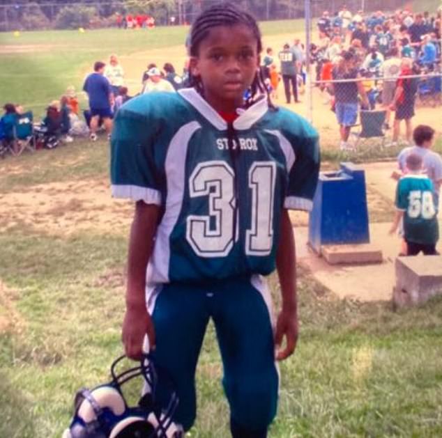 Hamlin, photographed as a young football player, has become the NFL's latest role model.