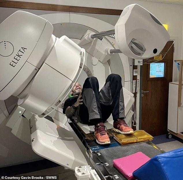 Mr Brooks (pictured undergoing treatment), of Crewe, Cheshire, went to army doctors three times in 2021 after he experienced a tight ring of skin around his foreskin and later a lesion on the tip of his penis