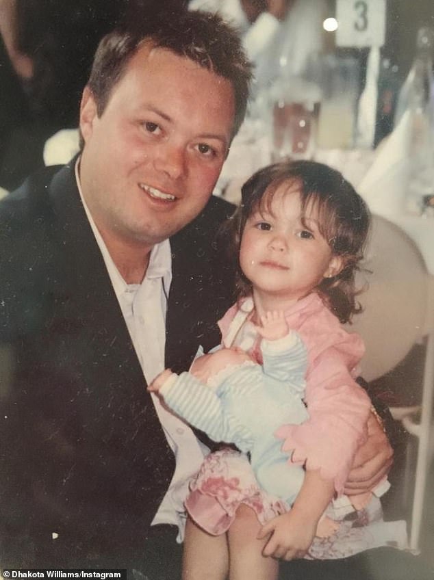 Dhakota (pictured as a child with her late father Carl Williams) is mourning her childhood pet.