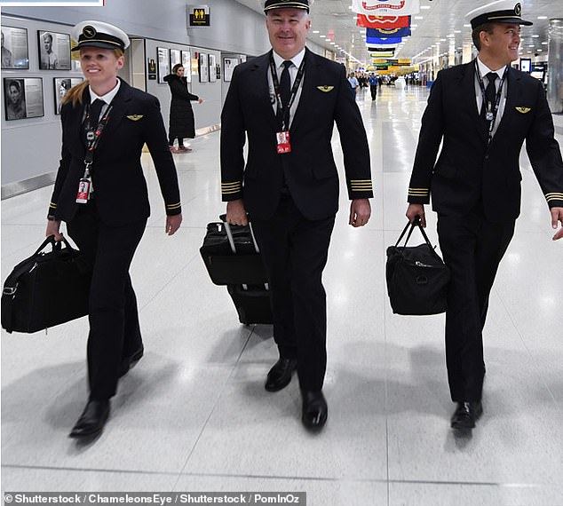 Although it declined to comment directly on topping the survey, Qantas has always maintained that safety is its number one priority.  In the image, three pilots.