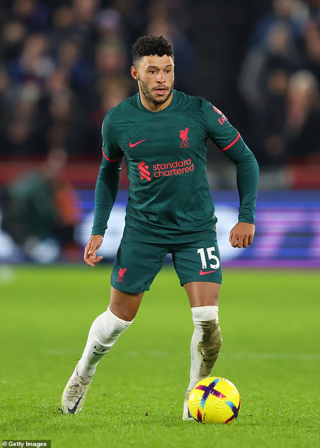 Inspired: He seemed to be following in the footsteps of his father Alex Oxlade-Chamberlain, 29, who is a Liverpool midfielder.