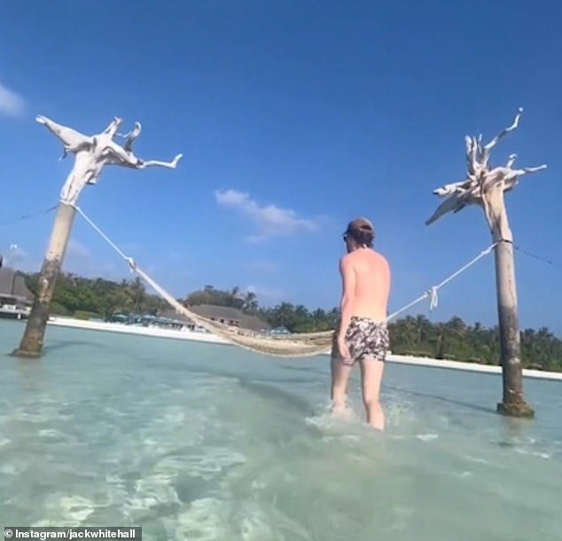 Mishap: the television presenter filmed himself imitating his girlfriend's strutting in the hammock, but accidentally finished her off in the water