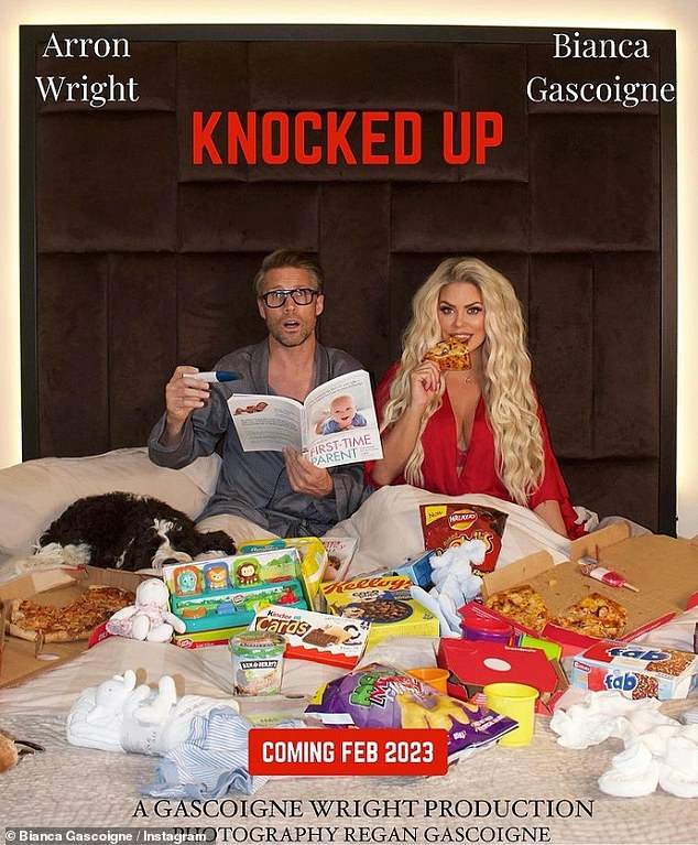 Good news: Bianca first revealed she's expecting her first child by recreating the movie poster for the 2007 comedy Knocked Up for the announcement.