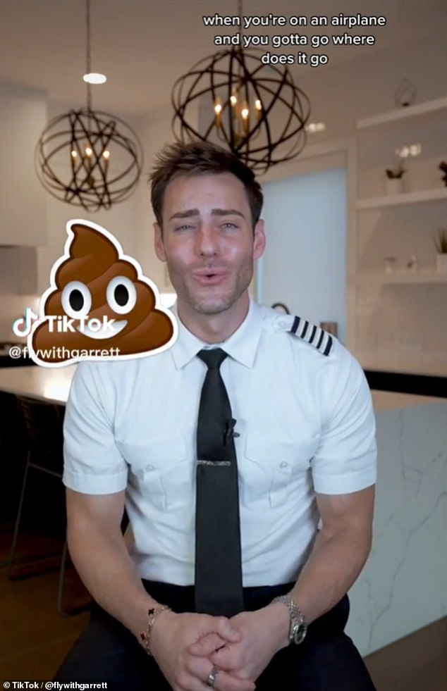 Continuing on the topic of waste, the pilot reveals: 'On a 747 on a long-haul flight, toilets can be flushed over a thousand times, creating over 320 gallons of waste.  That's a lot!'