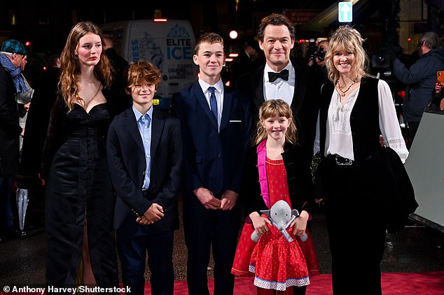 All together now!  Dominic and Catherine with their children at The Crown season 5 premiere in London in November