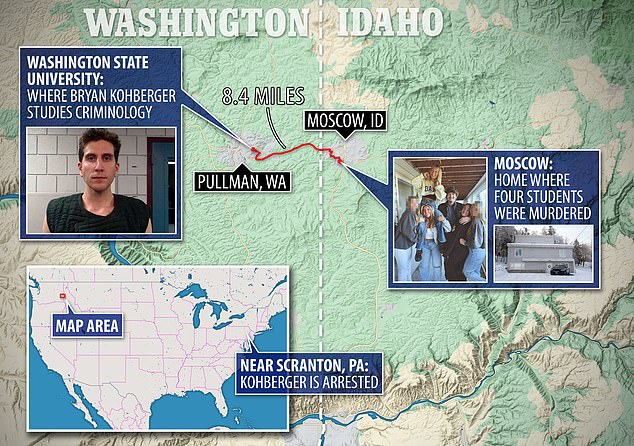 The suspect was attending college in nearby Washington state, where he was studying criminology.