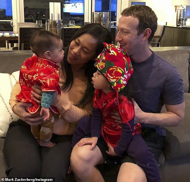 Nearly all of Zuckerberg's wealth is tied up in Meta shares, as he owns more than 350 million shares, according to the company's latest proxy statement.  he is seen with his family