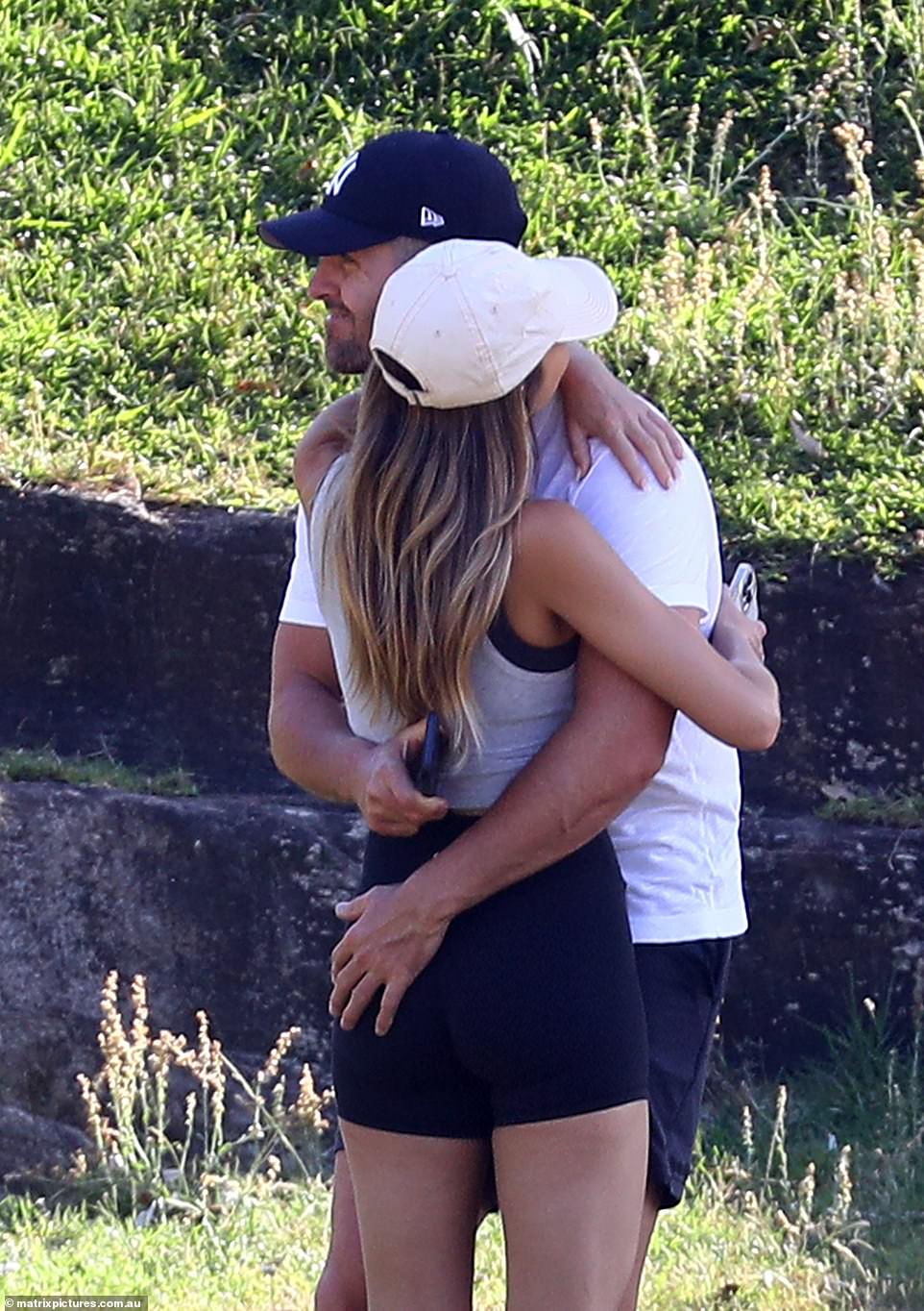 The love-struck couple seemed delighted to spend a loving day together working towards their fitness goals.