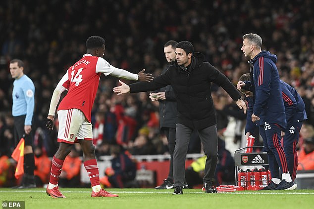 Nketiah still had the support of his coach Mikel Arteta throughout the game despite there being no goals.
