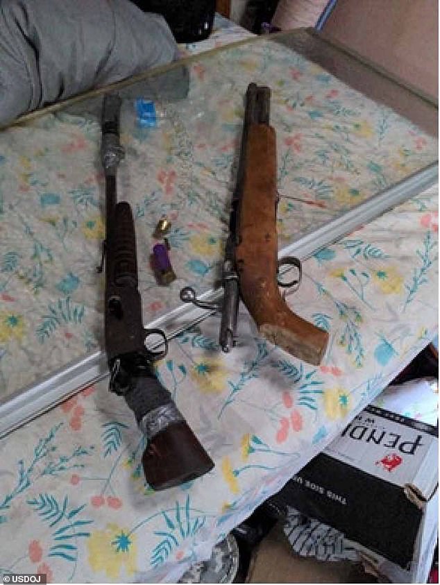 These unregistered weapons were also found by police during a search.