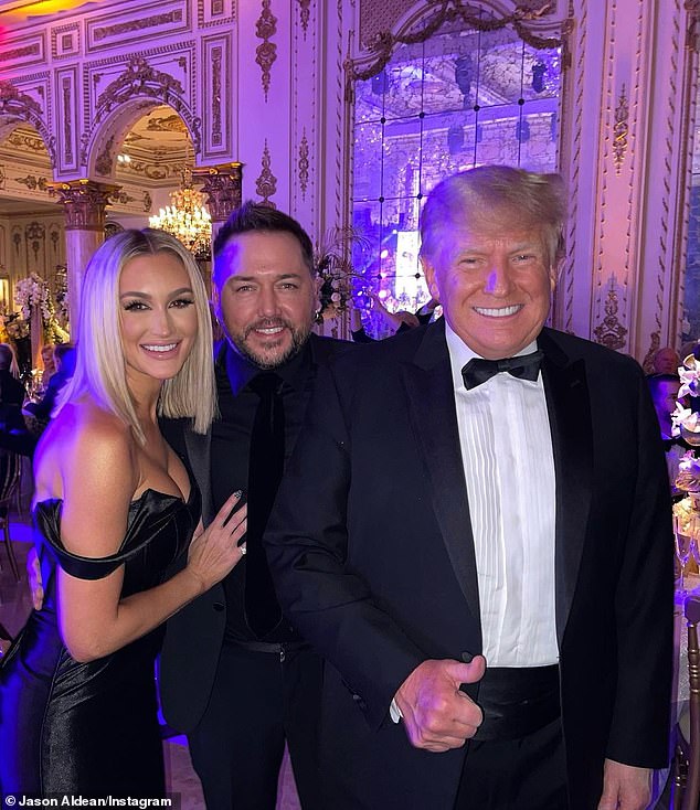 Hanging out at Mar-a-Lago: After the event, the two-time Billboard Music Award winner, 44, took to Instagram to share snaps of himself, his wife and Trump, who Aldean called the ' best of all time', with his 3.5 million followers
