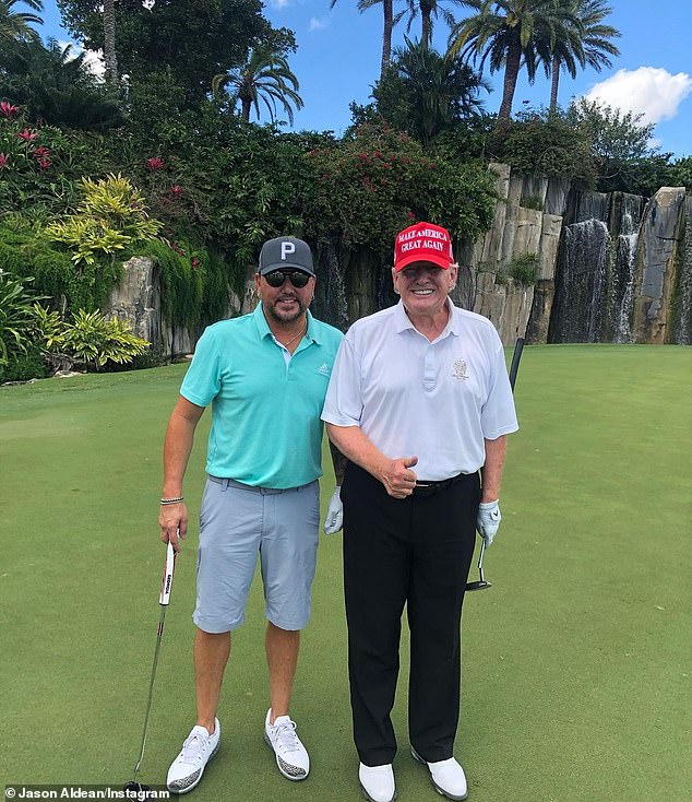 Aldean also posted photos of him and Trump playing golf on Instagram.