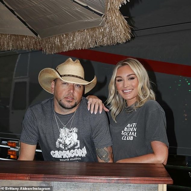 It was Aldean's wife, Brittany, who first went public with her support for Trump, sharing photos of herself and her children wearing T-shirts with slogans taking aim at President Joe Biden.