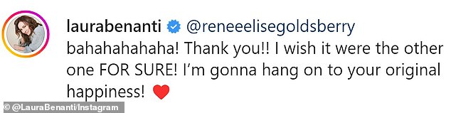 Gentle: The Golden Age actress kindly replied, ''bahahahaha!  Thank you!!  I wish I was the other SAFE!  I will hold on to your original happiness!