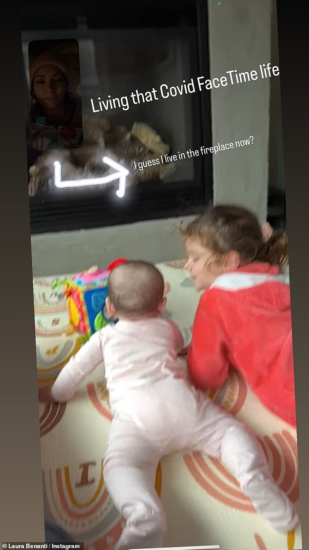 FaceTime: The doting mom in quarantine and shared a sweet snapshot of herself Facetiming Her and her baby sister, Louisa, who will be six months next week