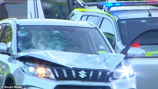 The electric scooter with two teenagers on board collided with a silver Suzuki Vitara pickup (pictured).  The driver was not injured.