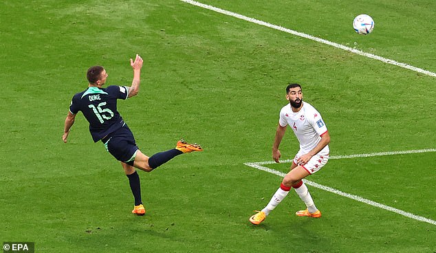 Duke scored the winning goal for the Socceroos with this header against Tunisia at the World Cup