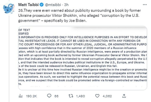 It's unclear if Twitter took any action against the book, and Shokin's claims were debunked amid intense scrutiny over the Bidens' alleged conflict of interest.