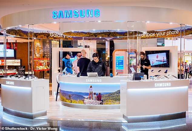 Samsung (pictured) insists it is aware of the faulty software and is working to find a fix, however the update is still available to customers nationwide.