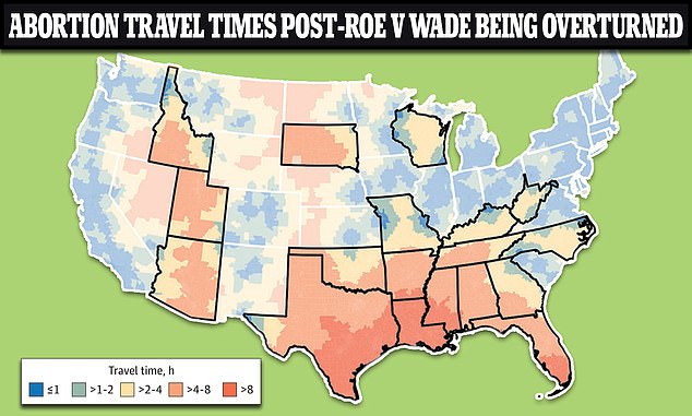 It takes, on average, around 100 minutes to get to an abortion clinic, compared to just 30 minutes in 2021.