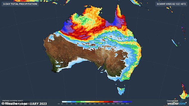 The deluge has been caused by continued rains from former Tropical Cyclone Ellie.