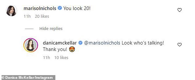 Amazed: Riverdale star Marisol Nichols couldn't get over Danica's lineless face when she commented: 