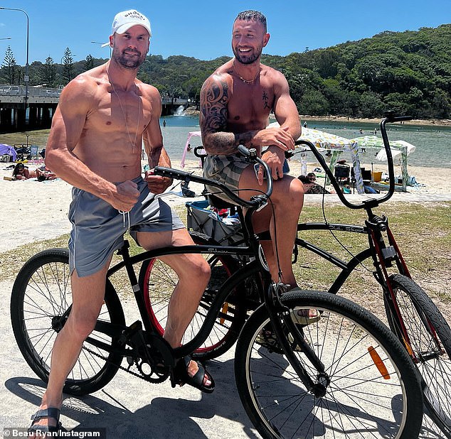 One photo shows the guys showing off their best angles while posing on their bikes.