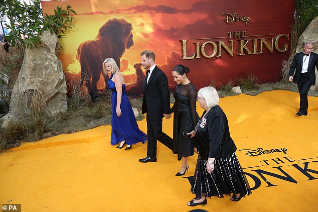 The Duke and Duchess of Sussex at the premiere of The Lion King at the Odeon Leicester Square in London on July 14, 2019.