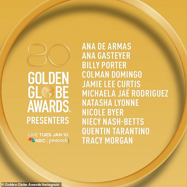 Hosts: Ana Gasteyer, Billy Porter, Colman Domingo, Jamie Lee Curtis, Michaela Jaé Rodriguez, Natasha Lyonne, Nicole Byer, Niecy Nash-Betts, Quentin Tarantino and Tracy Morgan will join The Gray Man action star on stage at The Beverly Hilton.