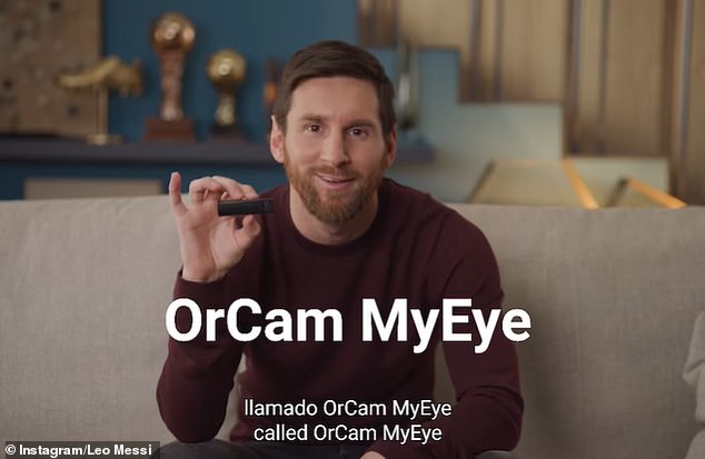 Messi promotes the artificial glasses company OrCam in a sponsored post on his Instagram account, which has 414 million followers worldwide.