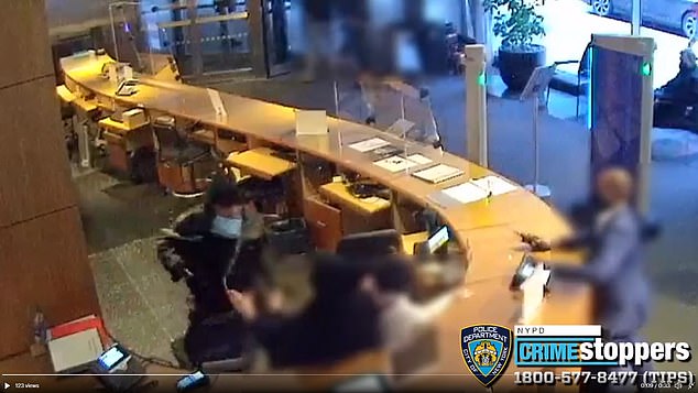 Cabana, 60, is shown viciously attacking the two women in the museum before fleeing.