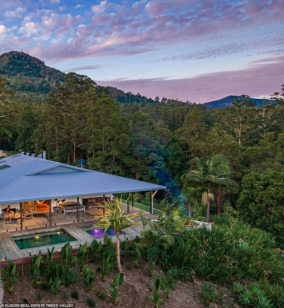 The magnificent house is tucked away in the middle of a pristine rainforest an hour and 10 minute drive southeast of the Gold Coast.