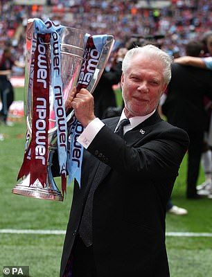 Gold holding aloft the Championship playoff trophy after West Ham beat Blackpool in the 2012 final to win promotion to the top flight