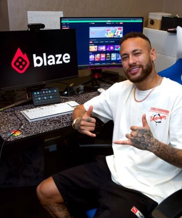 The Brazilian ranks third, with Blaze Casino (pictured) one of many brands on his Instagram