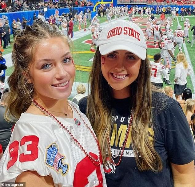 'Peach Bowl Girl' has been revealed to be Xavier University lacrosse player Catherine Gurd (who stayed with a family member at the game).  She is a fan of the Ohio State Buckeyes.