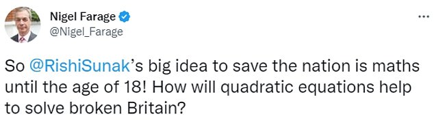 Nigel Farage said 'quadratic equations' wouldn't help fix 'broken Britain'